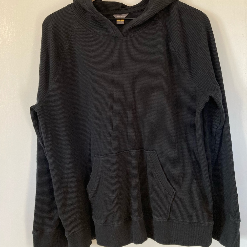 Eddie Bauer Black Fleece Pull Over Hoodie Large Long Sleeve Pullover Athleisure